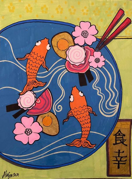Image of fish in a bowl of Ramen