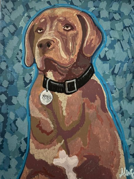 Dog portrait. Zeus. Acrylic on canvas.